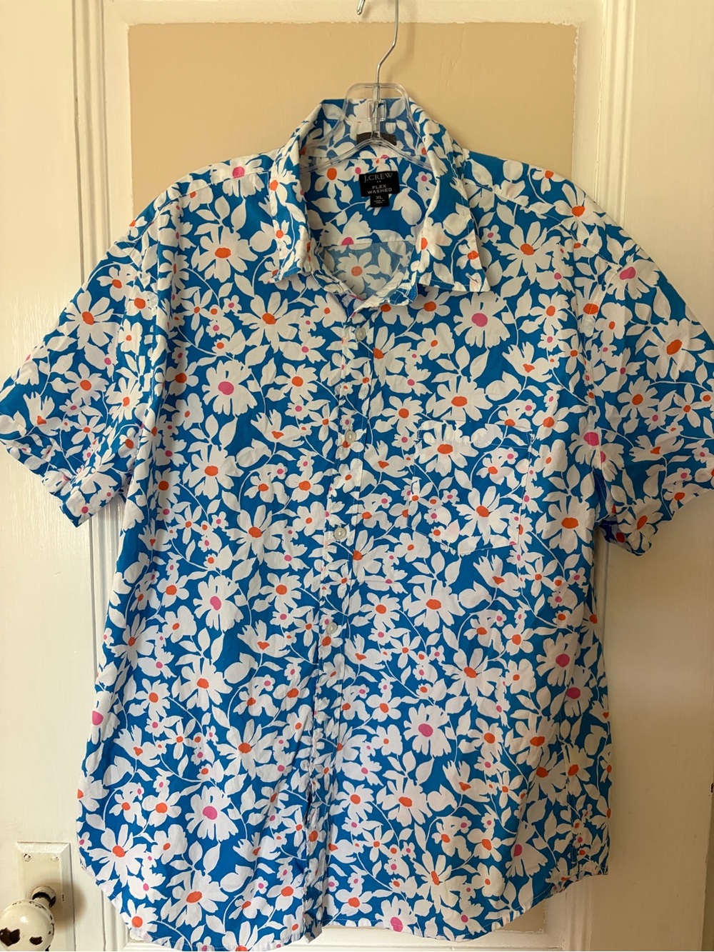J. Crew Blue Floral Short-Sleeve Button-Down Shirt
